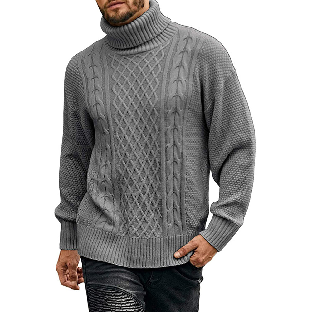 Men's Solid Color Long Sleeve Knit Turtleneck Sweater
