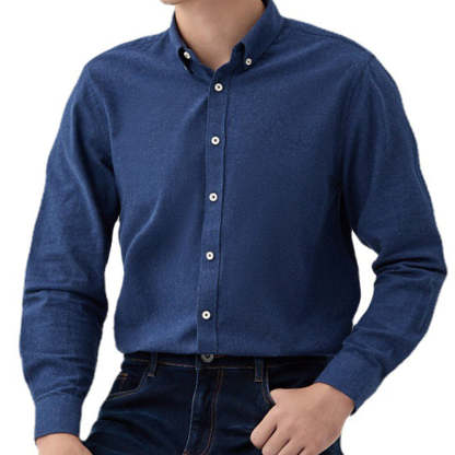 Men's New Brushed Solid Color Casual Long Sleeve Shirt