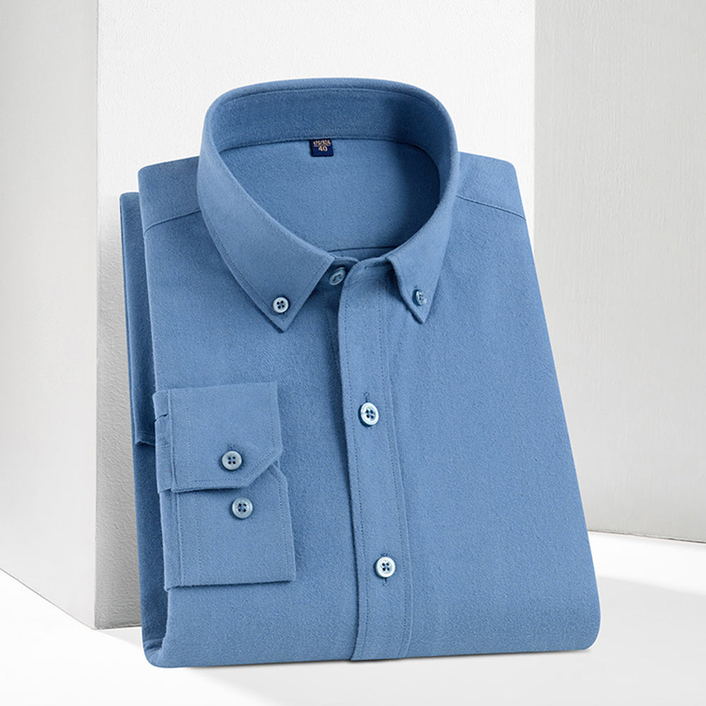 Men's New Brushed Solid Color Casual Long Sleeve Shirt