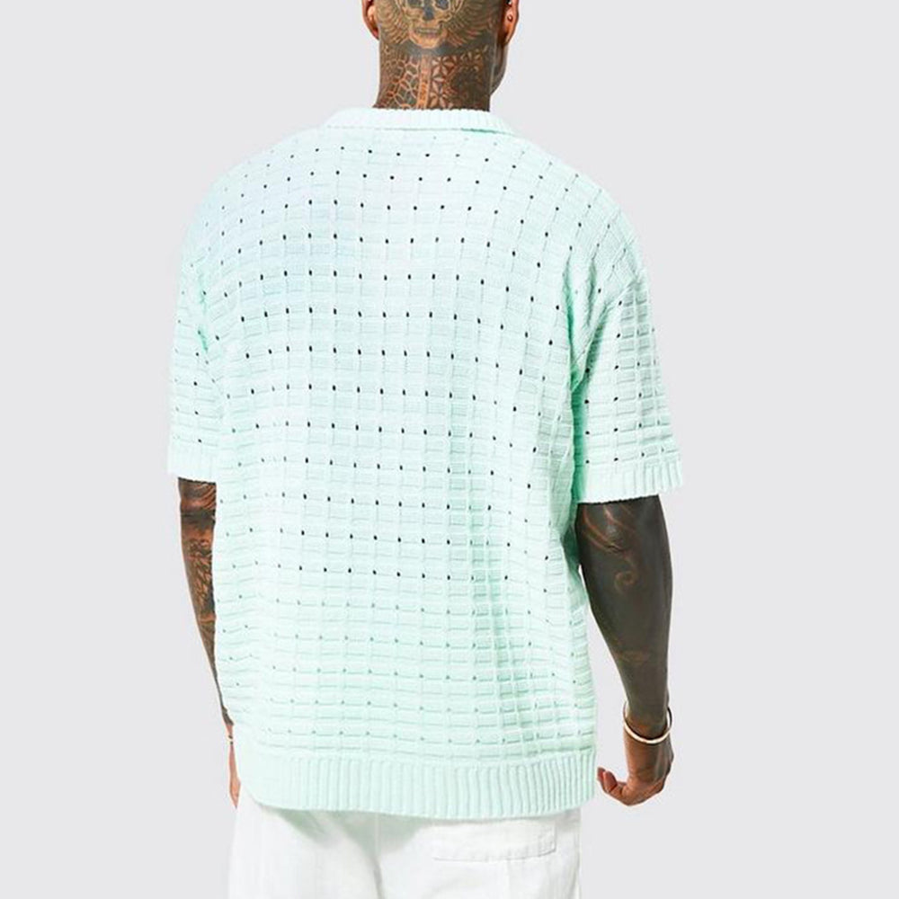 Men's knitted short-sleeve polo shirt