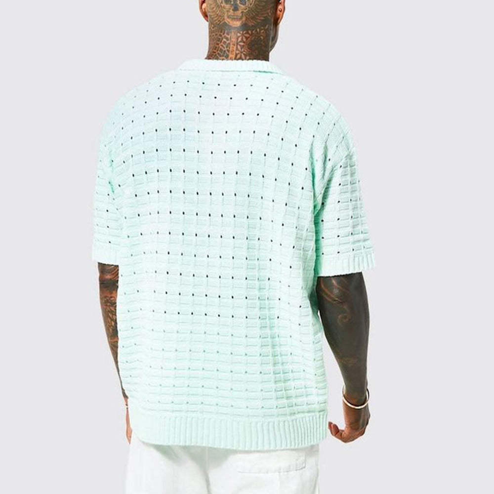 Men's knitted short-sleeve polo shirt