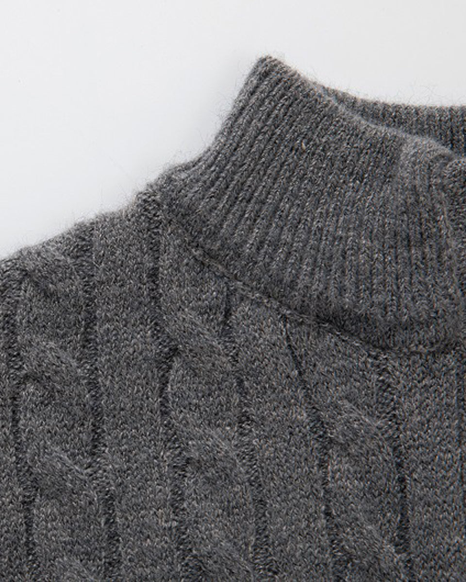 Autumn new men's zipper half-high collar twist knit bottoming shirt