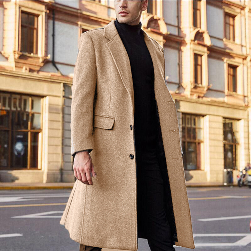 Men's Business Solid Color Casual British Style Coat