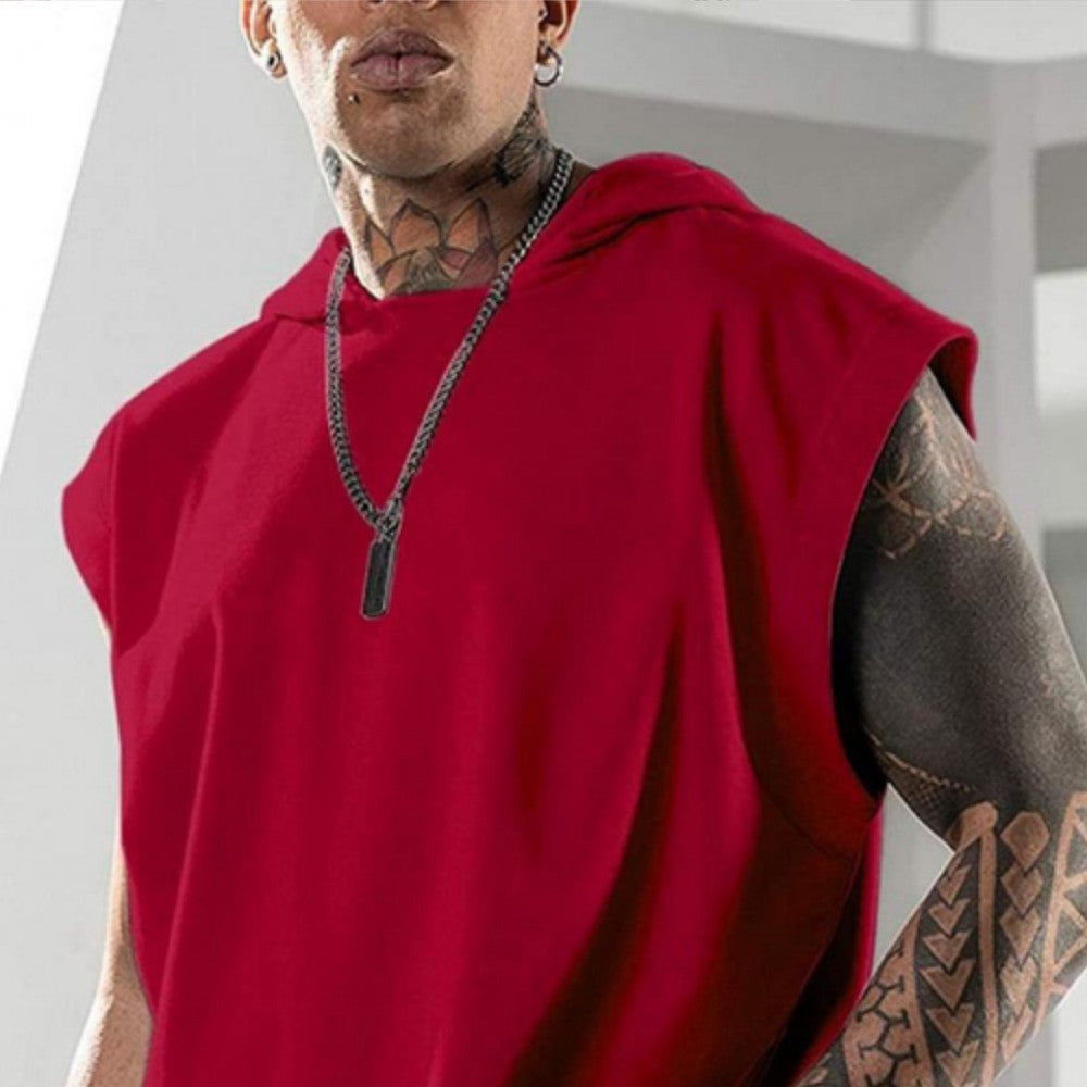2022 Summer Men's Solid Color Hoodie Sports Top