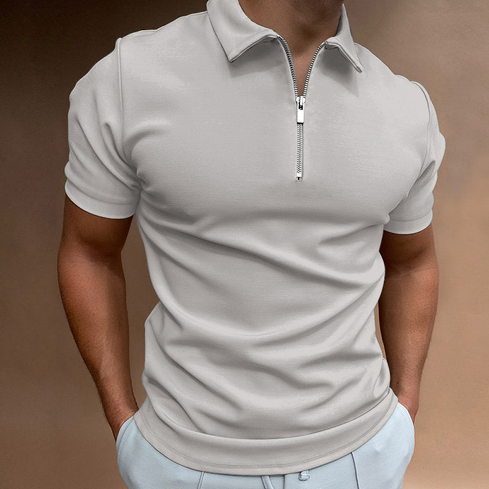 Summer men's polo shirt solid color short-sleeved lapel t-shirt