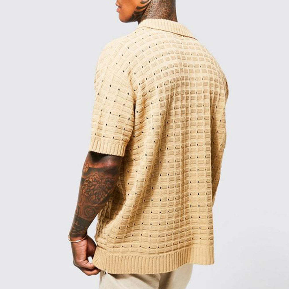 Men's knitted short-sleeve polo shirt