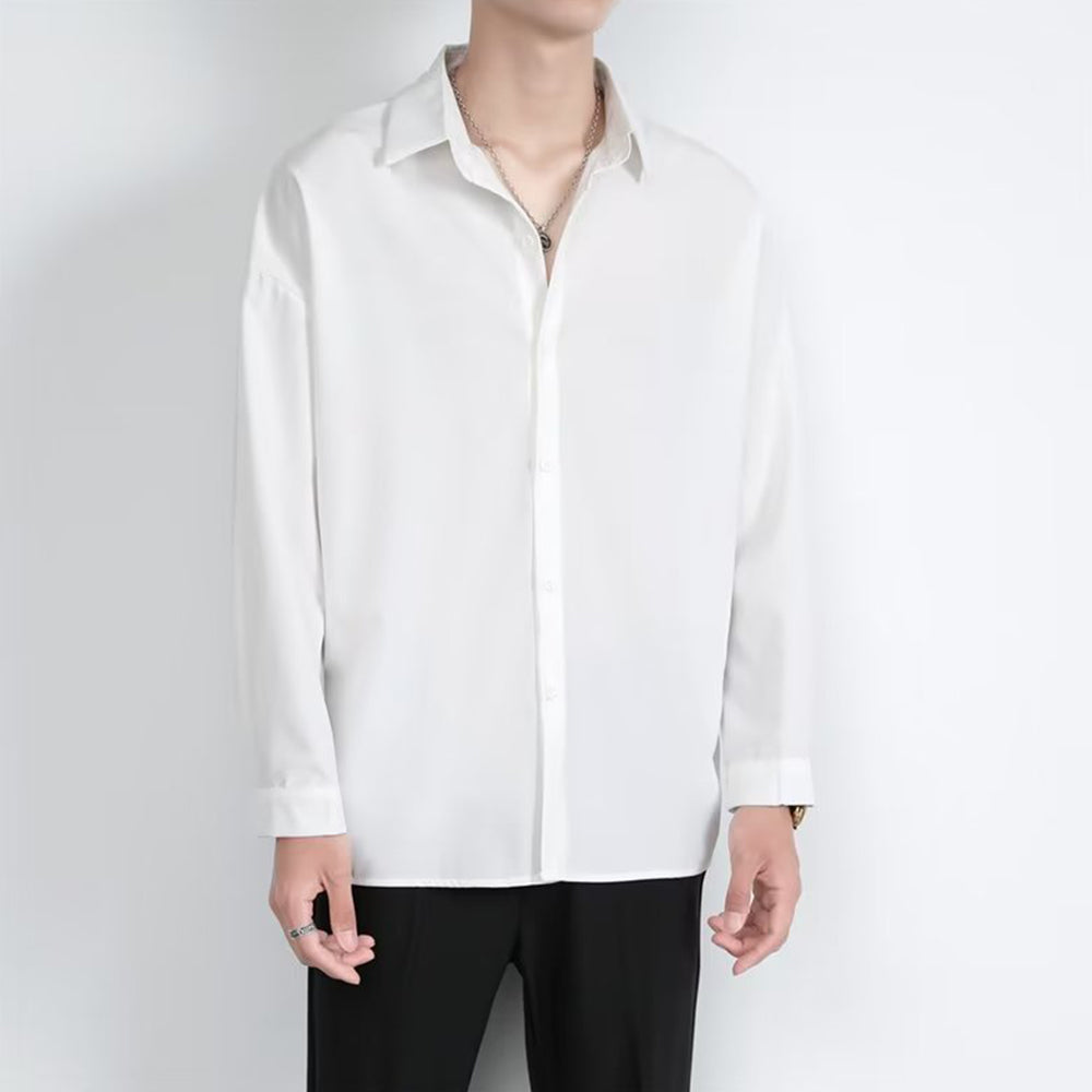 Loose Men's Comfortable Casual Solid Color Long Sleeve Shirt