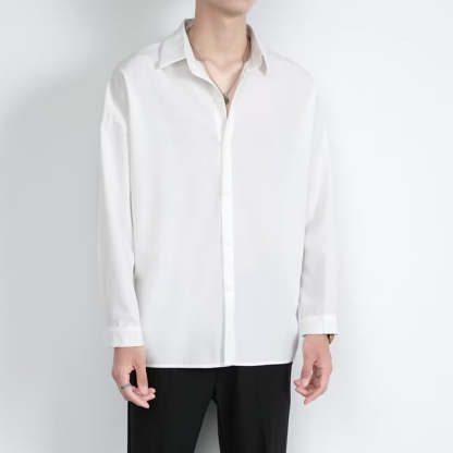 Loose Men's Comfortable Casual Solid Color Long Sleeve Shirt