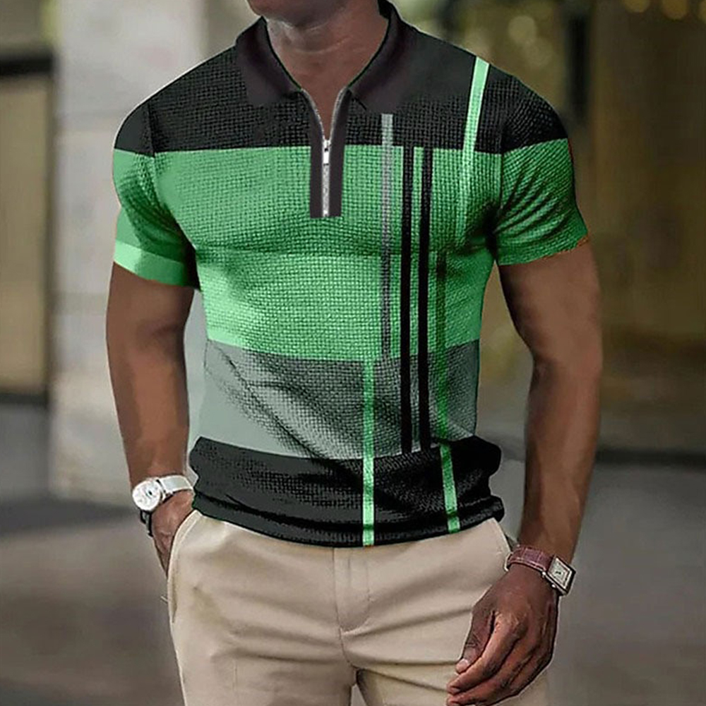 Summer Fashion Men's Color Block Polo Shirt