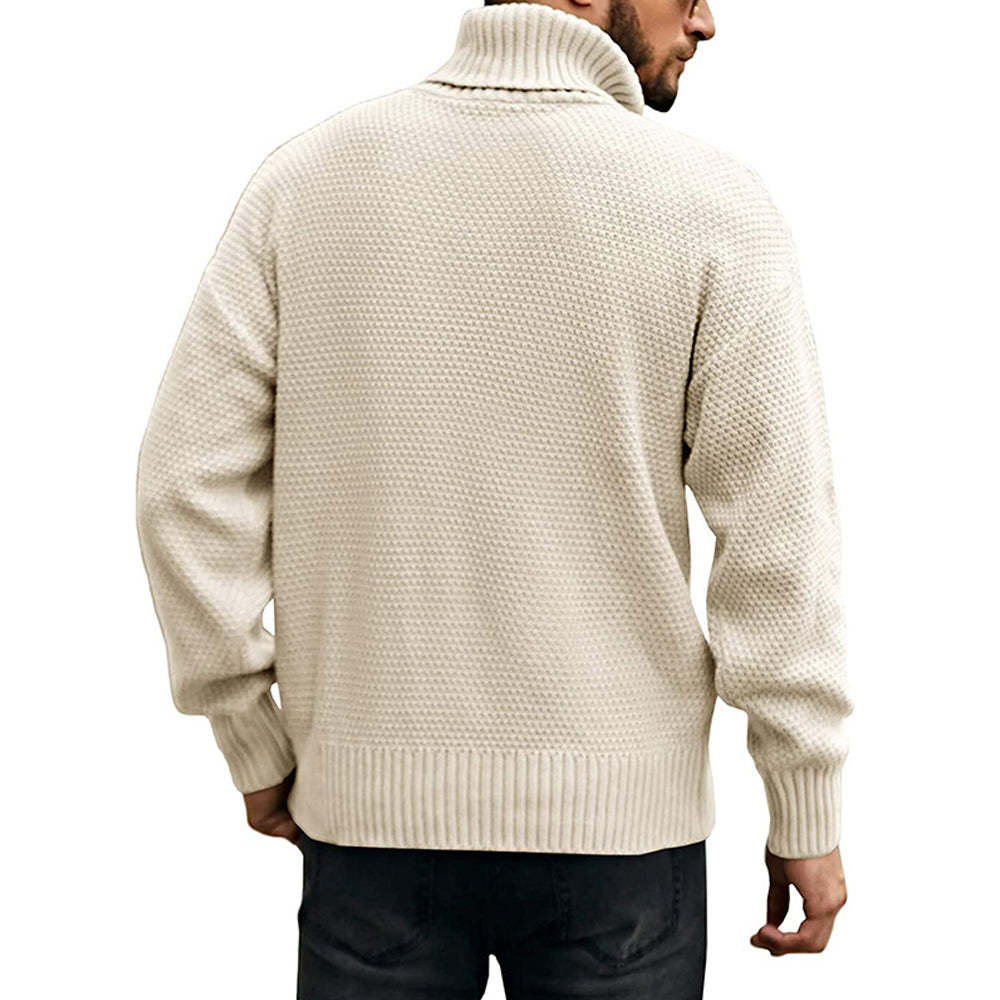 Men's Solid Color Long Sleeve Knit Turtleneck Sweater