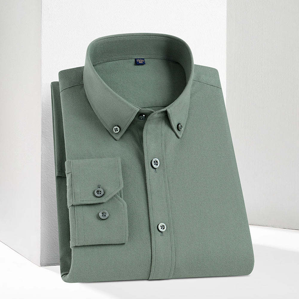 Men's New Brushed Solid Color Casual Long Sleeve Shirt