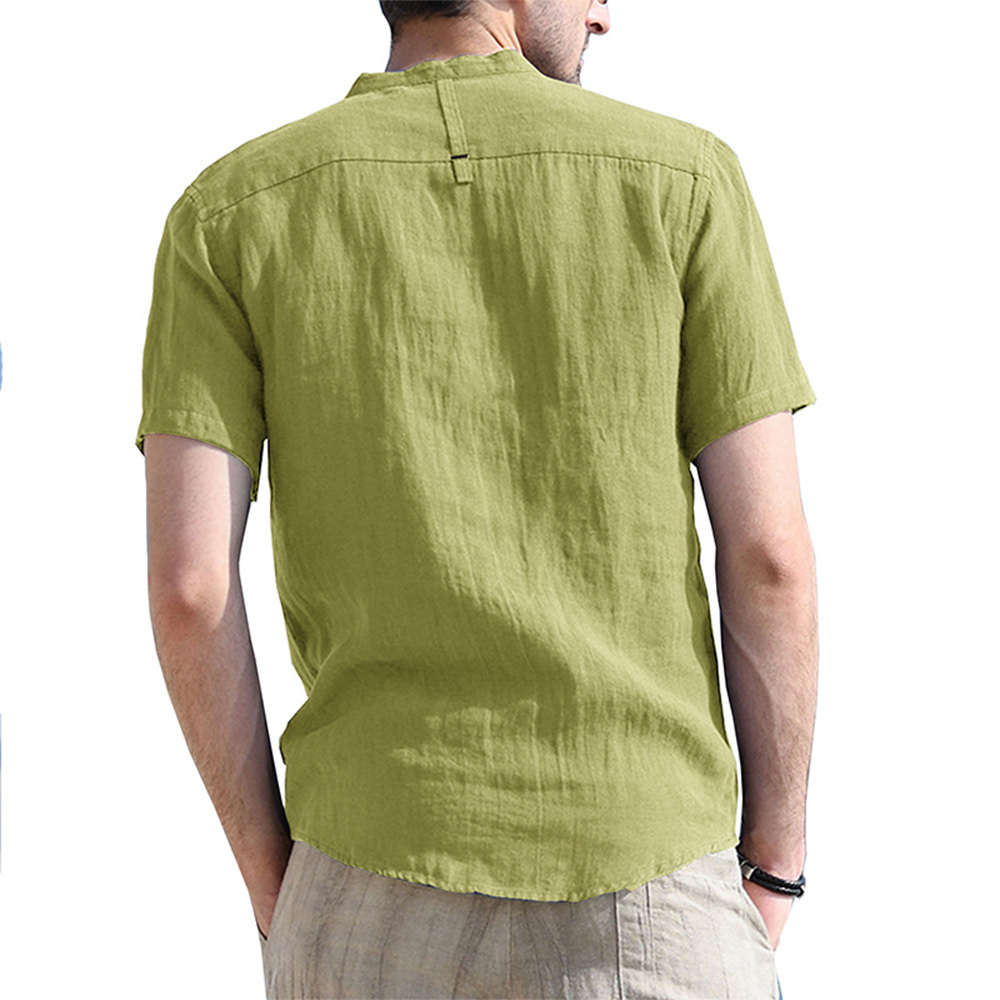 Solid Color Henley Collar Short Sleeve Shirt