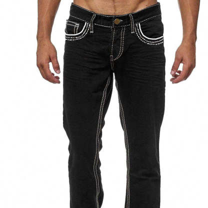 Men's Slim Fit Double Line Denim Trousers