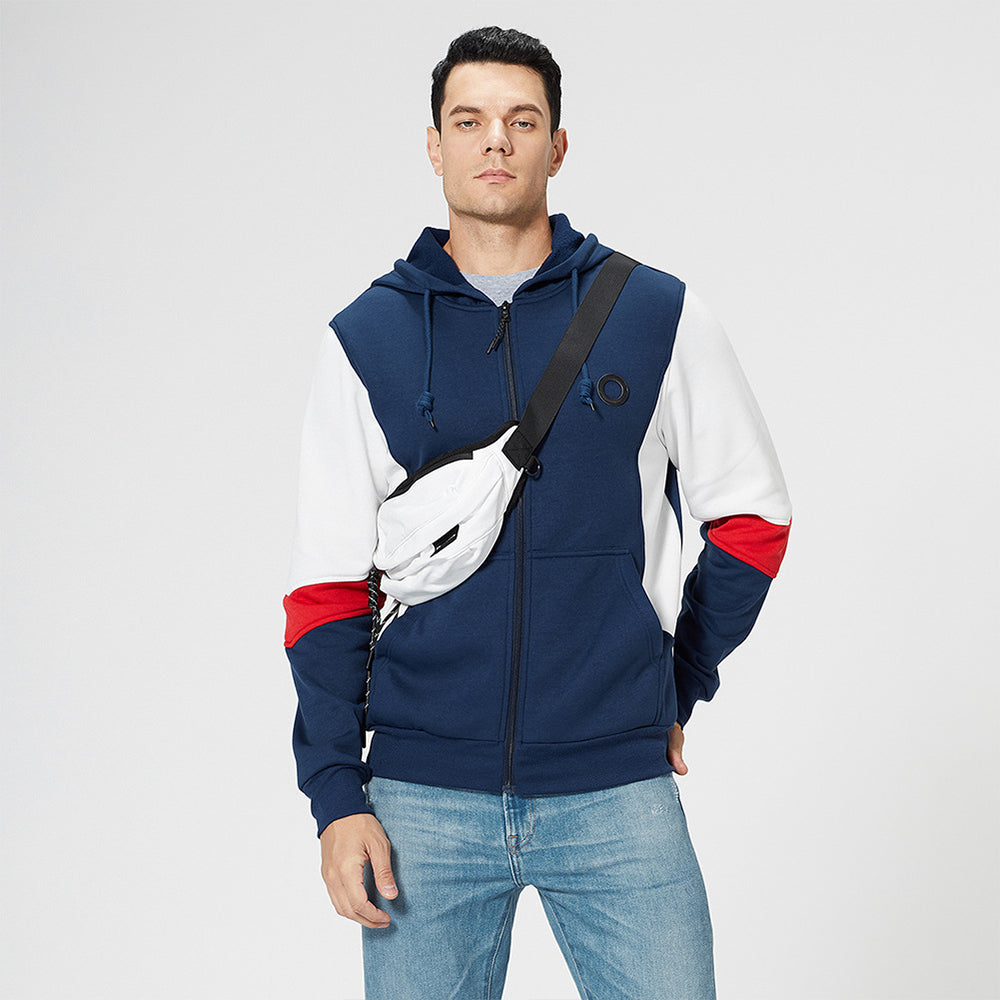 New Men's Fashion Colorblock Contrast Cardigan