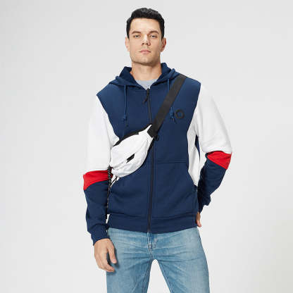 New Men's Fashion Colorblock Contrast Cardigan