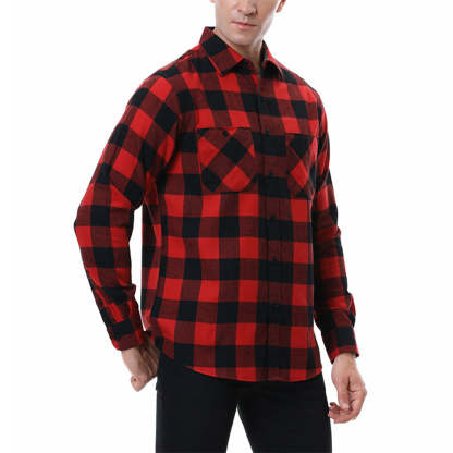 Diggetty Men's Casual Plaid Long Sleeve Shirt