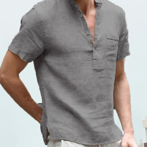 Men's Solid Color Short Sleeve Shirt