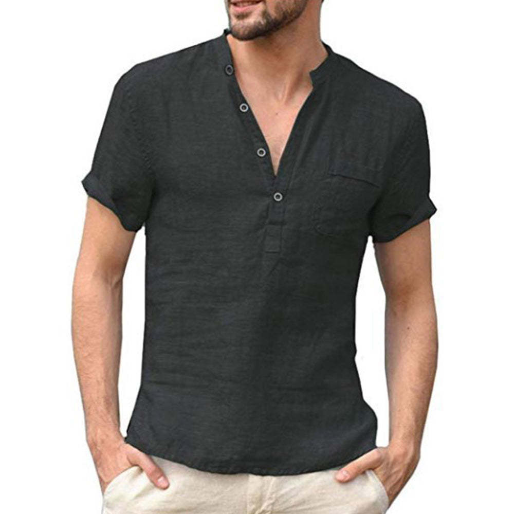 Men's Solid Color Short Sleeve Shirt