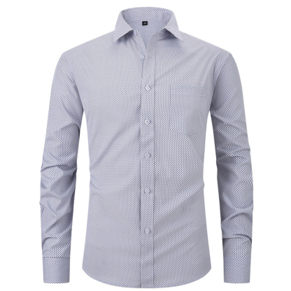Diggetty Check Print Business Casual Stretch Long Sleeve Shirt