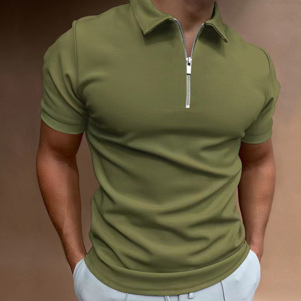 Summer men's polo shirt solid color short-sleeved lapel t-shirt