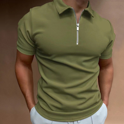 Summer men's polo shirt solid color short-sleeved lapel t-shirt
