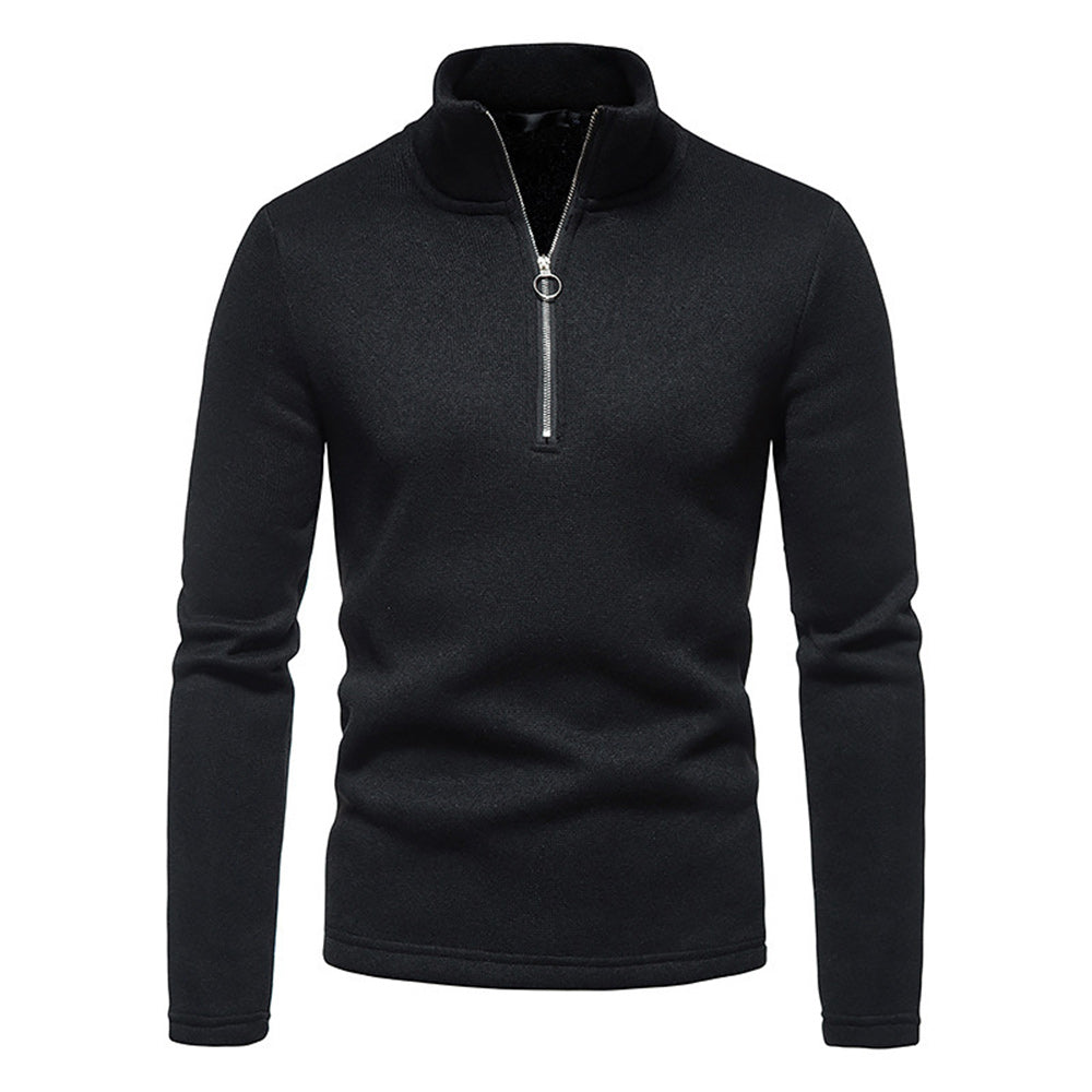 Men's Solid Color Zip Turtleneck Standing Collar Sweater