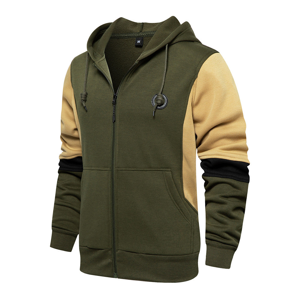 New Men's Fashion Colorblock Contrast Cardigan