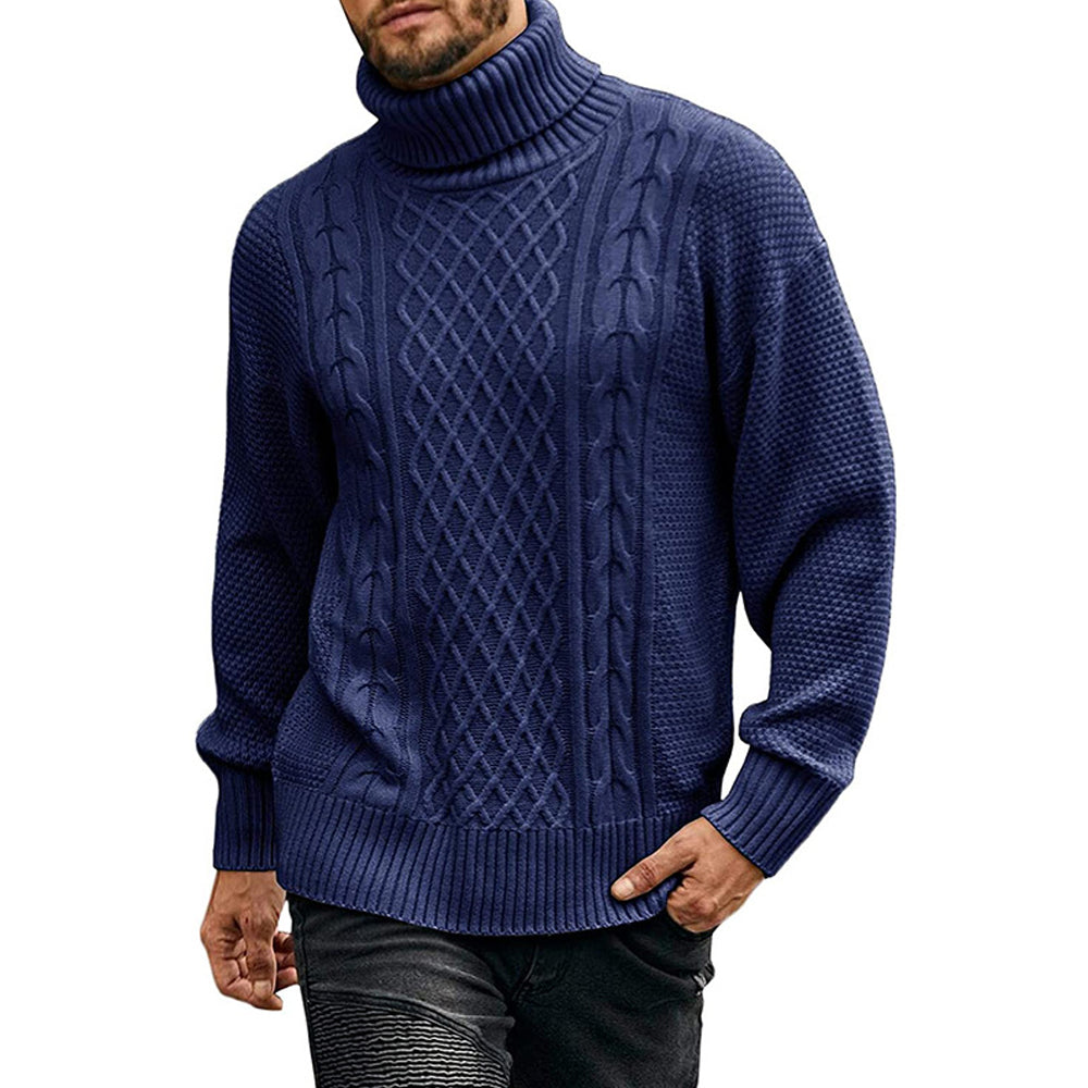 Men's Solid Color Long Sleeve Knit Turtleneck Sweater