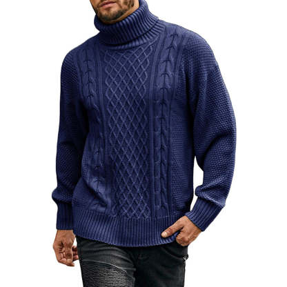 Men's Solid Color Long Sleeve Knit Turtleneck Sweater