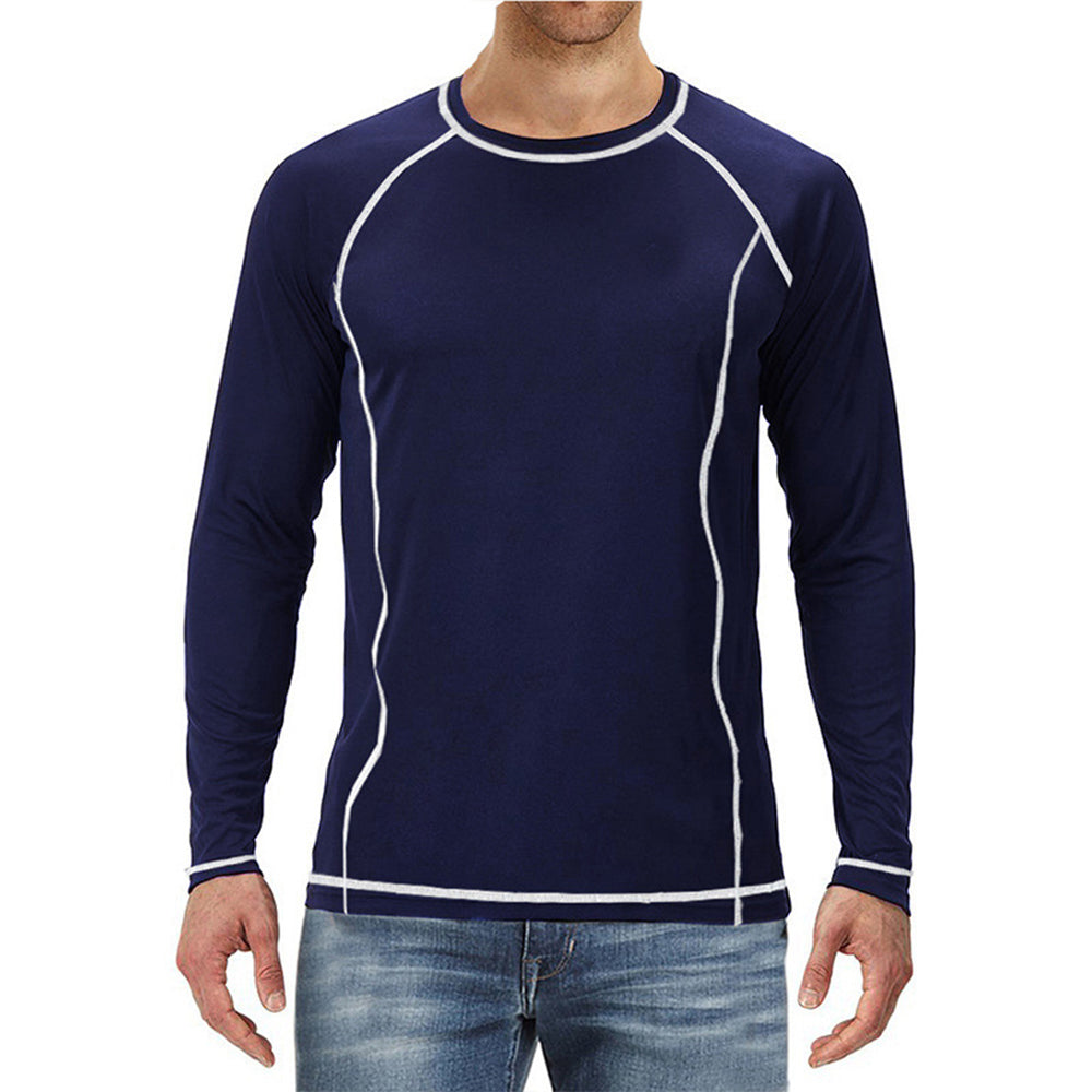 New Men's Fashion Solid Color Raglan Sleeve Loose Long Sleeve T-Shirt