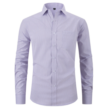 Diggetty Check Print Business Casual Stretch Long Sleeve Shirt