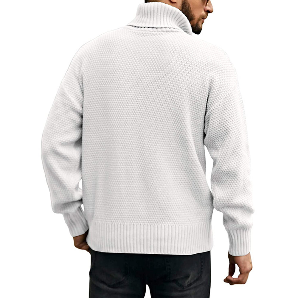 Men's Solid Color Long Sleeve Knit Turtleneck Sweater