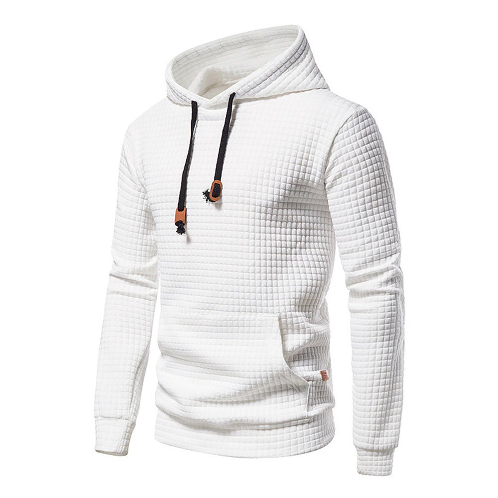 New Men's Fashion Check Casual Pocket Pullover Hoodie