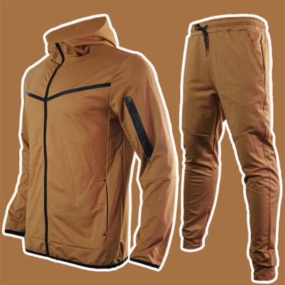 New Men's Fashion Contrast Color Casual Sports Suit