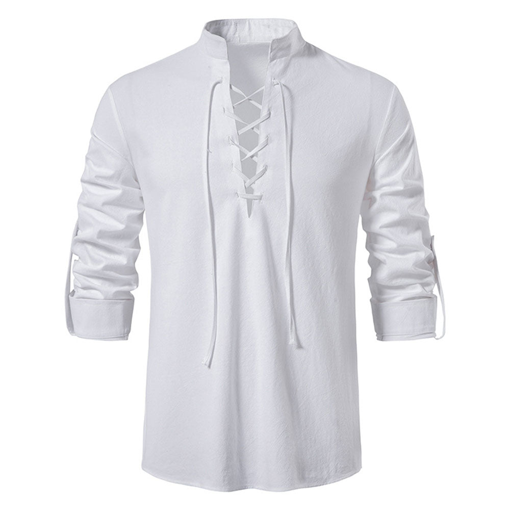 Men's Casual Stand Collar Long Sleeve Shirt