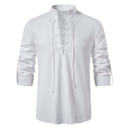 Men's Casual Stand Collar Long Sleeve Shirt