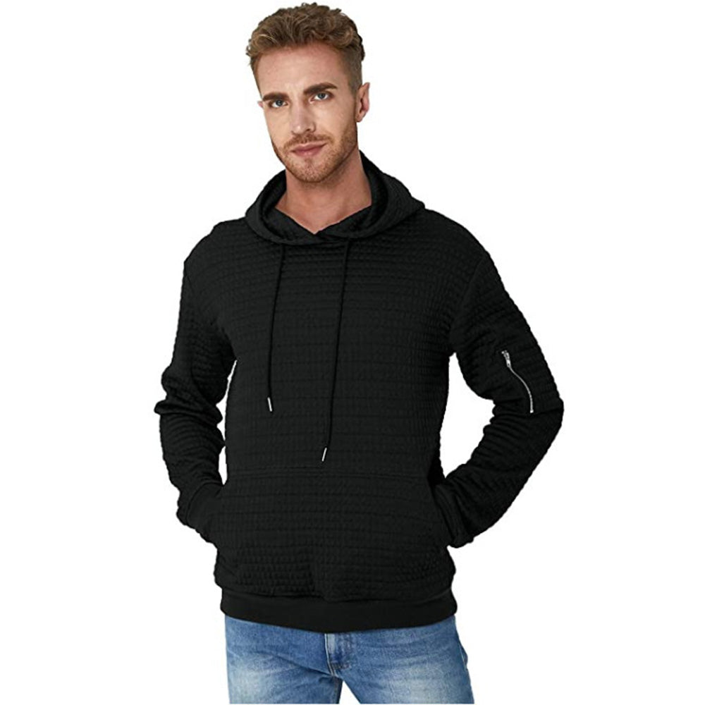 Trendy Men's Jacquard Zip Pocket Long Sleeve Sweatshirt