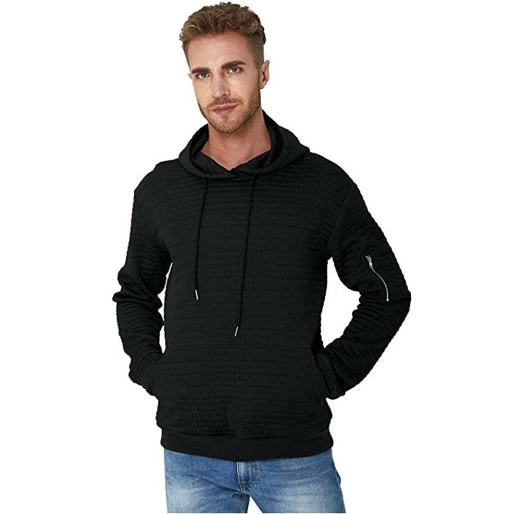 Trendy Men's Jacquard Zip Pocket Long Sleeve Sweatshirt