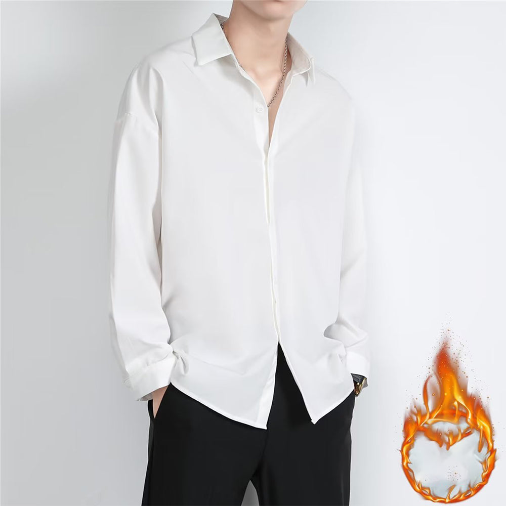 Loose Men's Comfortable Casual Solid Color Long Sleeve Shirt