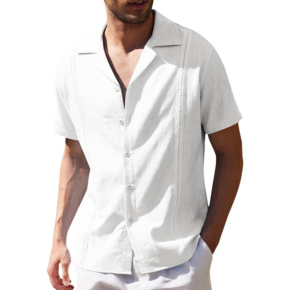 Lucisdream Men's short-sleeved linen shirt