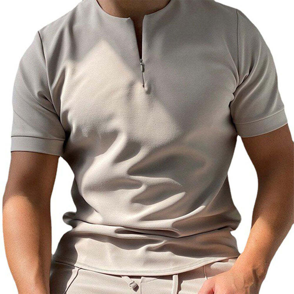 Lucisdream Solid color zipper men's polo shirt