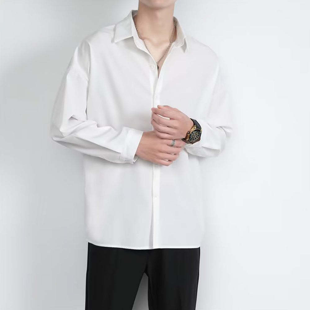Loose Men's Comfortable Casual Solid Color Long Sleeve Shirt