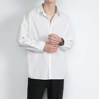 Loose Men's Comfortable Casual Solid Color Long Sleeve Shirt