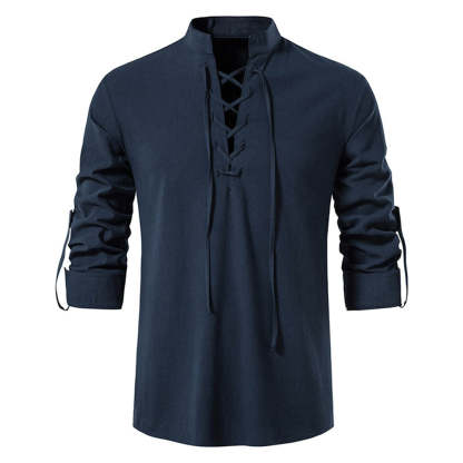 Men's Casual Stand Collar Long Sleeve Shirt