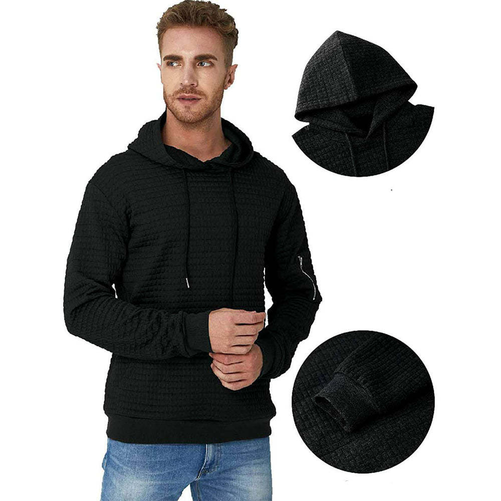 Trendy Men's Jacquard Zip Pocket Long Sleeve Sweatshirt