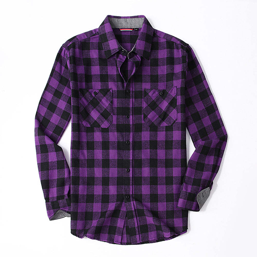 Men's Casual Plaid Long Sleeve Shirt