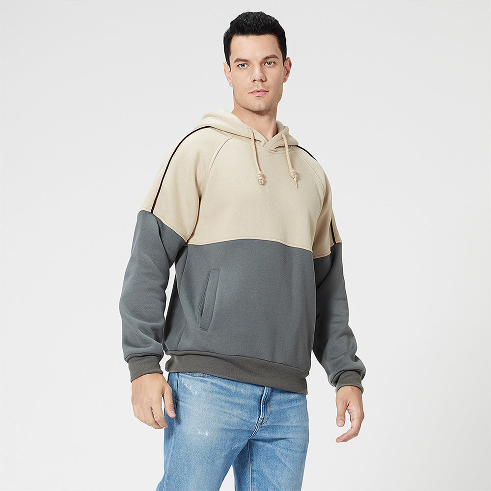 Men's New Two Tone Loose Simple Hooded Sweater