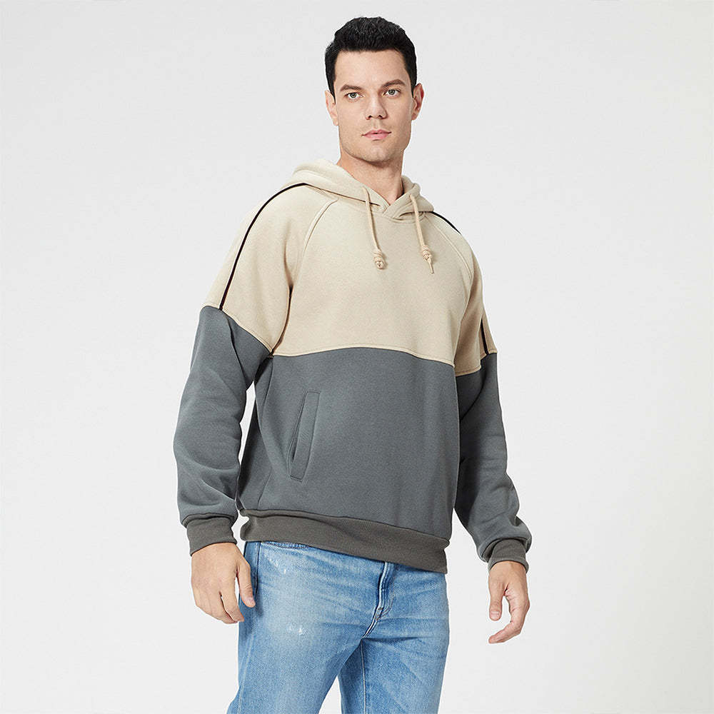 Men's New Two Tone Loose Simple Hooded Sweater