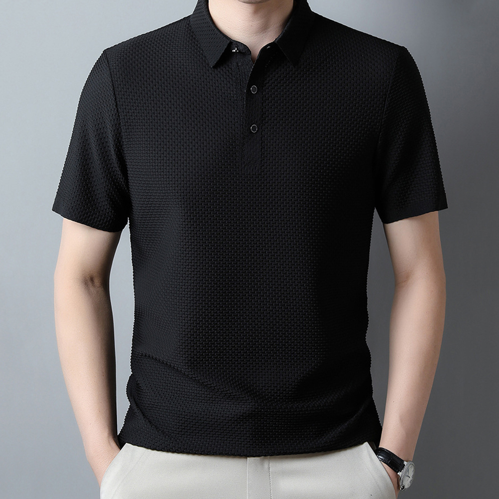 Sparkrhythm Summer new men's mesh ice silk solid color POLO shirt short-sleeved T-shirt