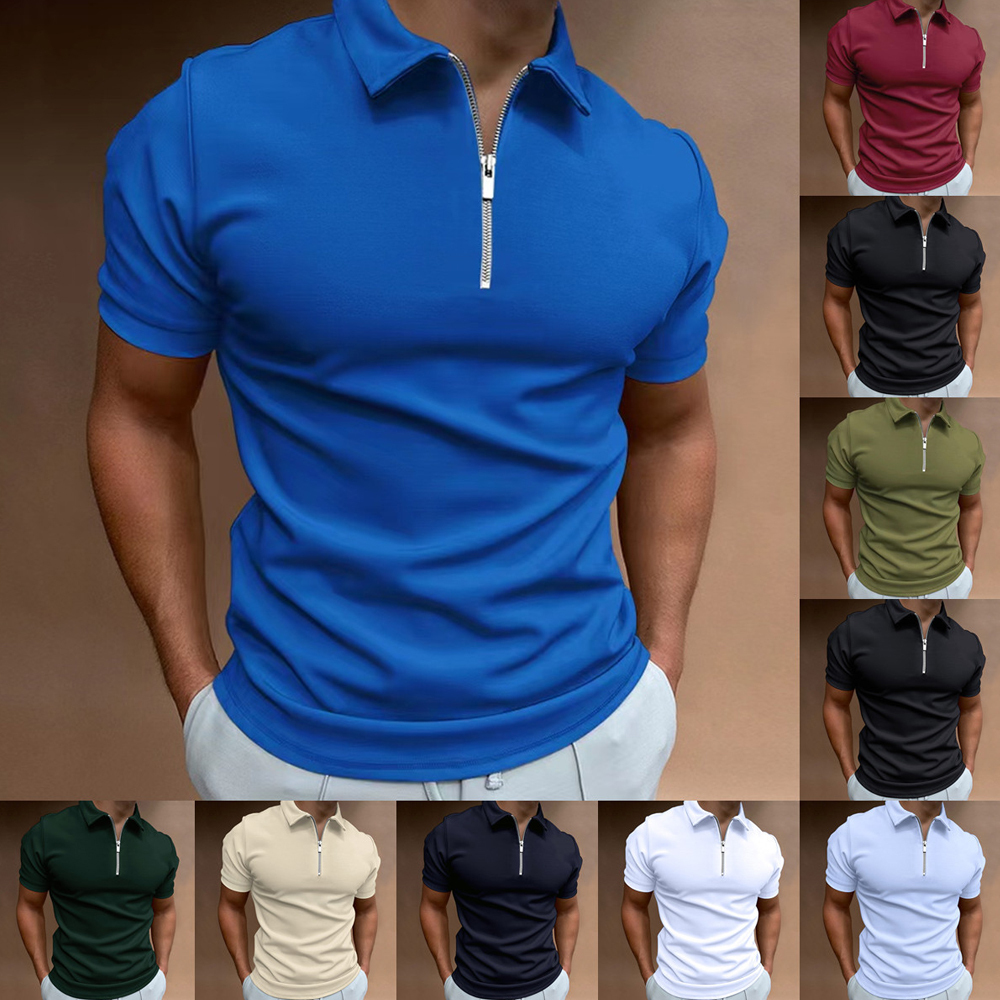 Summer men's polo shirt solid color short-sleeved lapel t-shirt